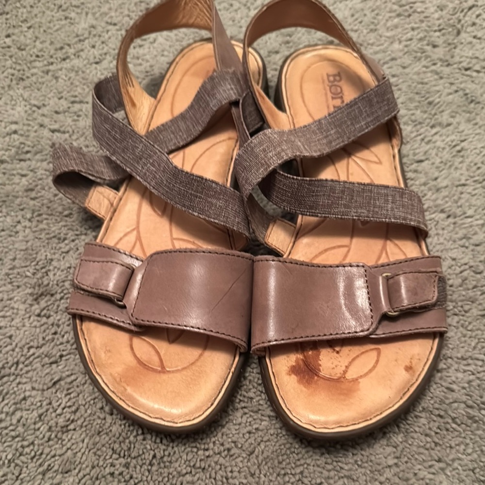 Born Taupe and Gray Strappy Sandals - Picture 2 of 9
